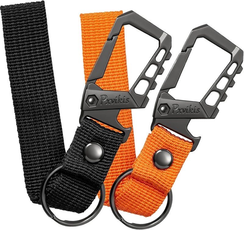 Pxvikis Metal heavy duty key chain carabiner clip bottle opener wrist lanyard ring car key fob unisex for men and women - Image 1